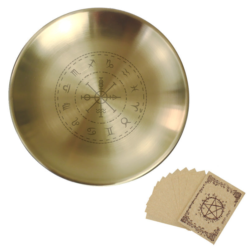 Olivenorma Three Phase Moon Pentagram Stainless Steel Holy Plate - Twelve Zodiac&Parchment - image 5