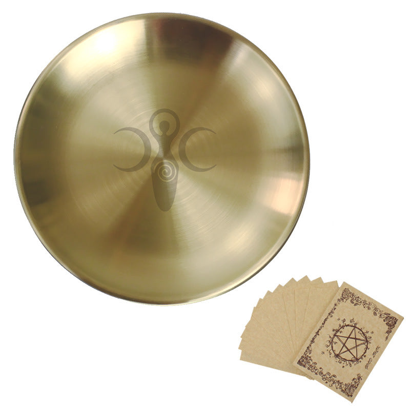 Olivenorma Three Phase Moon Pentagram Stainless Steel Holy Plate - Double Moon Goddess&Parchment - image 6