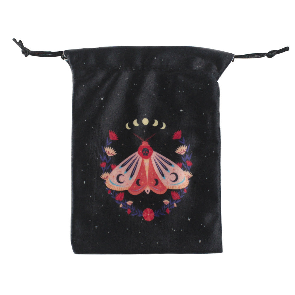 Olivenorma Moth Butterfly Velvet Crystal Storage Bag - Pink Moth & Moon Phase - Set of 3 PCS - image 2