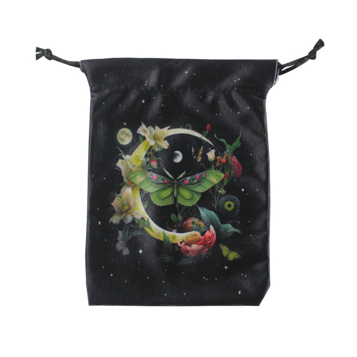 Olivenorma Moth Butterfly Velvet Crystal Storage Bag - Green Butterfly & Moon - Set of 3 PCS - image 3