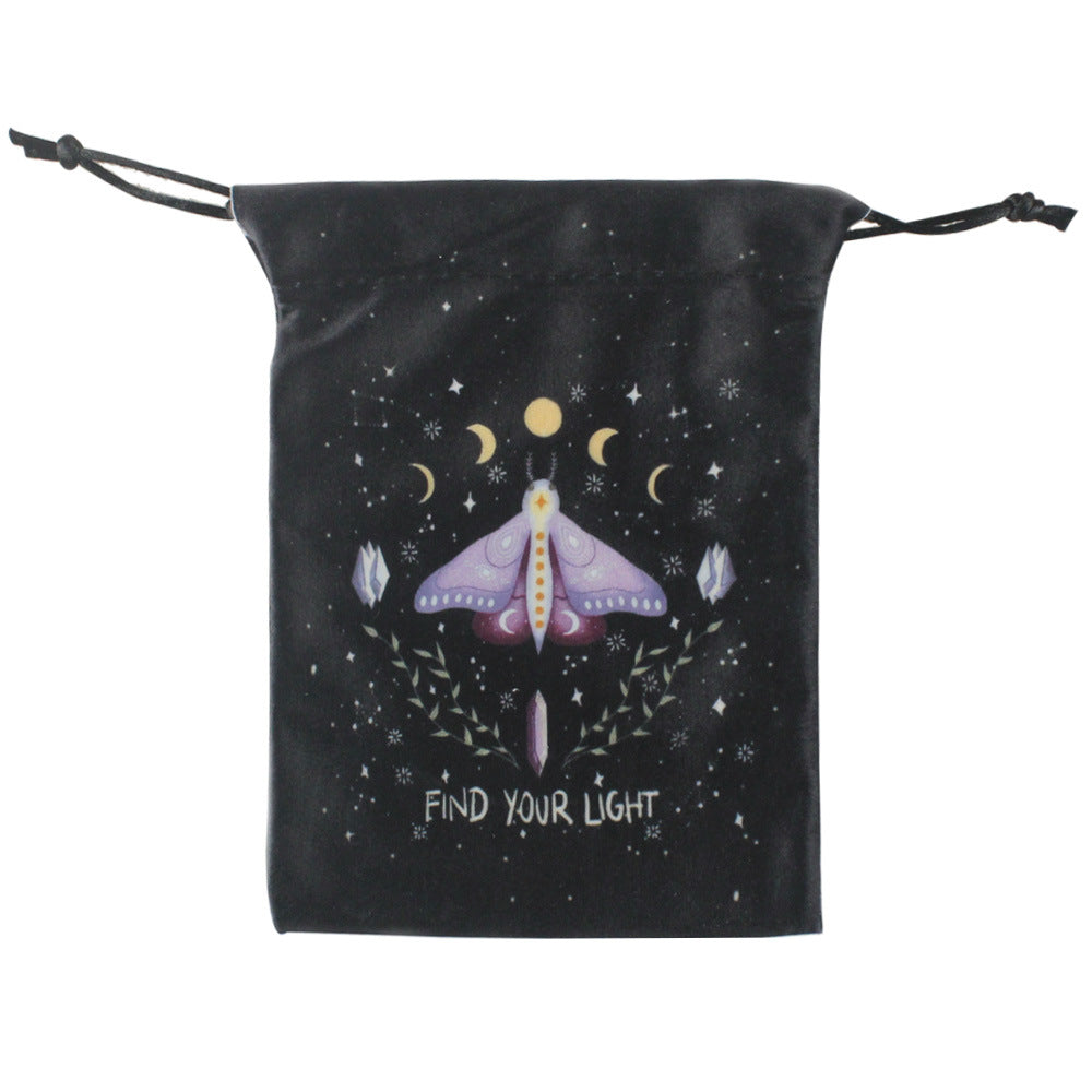 Olivenorma Moth Butterfly Velvet Crystal Storage Bag - Purple Moth & Moon Phase - Set of 3 PCS - image 4