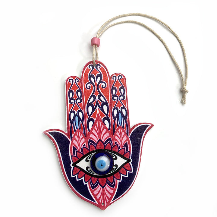 Olivenorma Geometric Wooden Hamsa Wall Decor Ornament - Rose Red&Hamsa - image 8