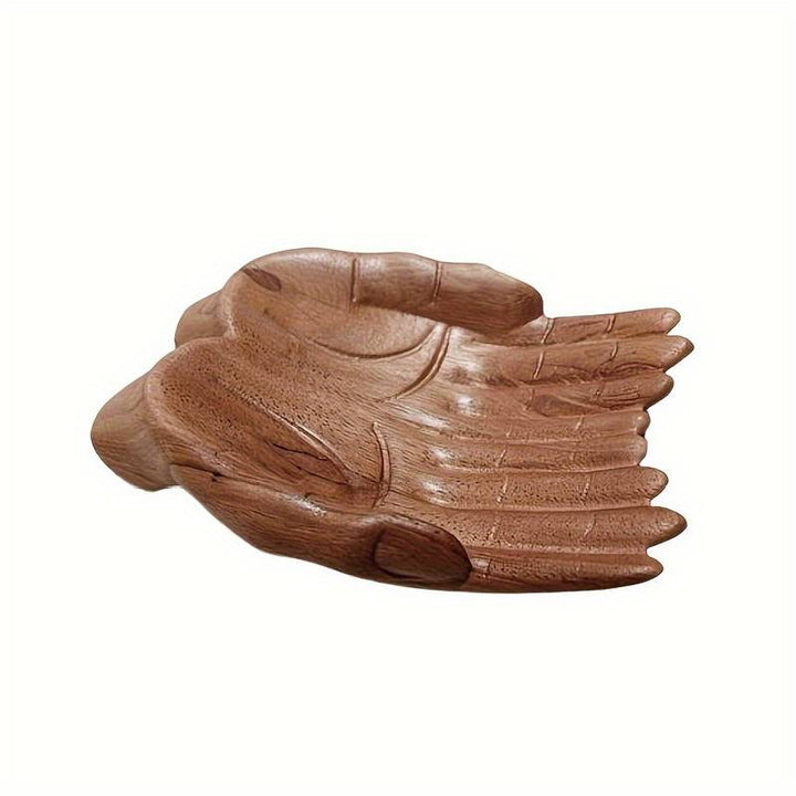 Olivenorma Wooden Carved Hands Offering Bowl Crystal Holder - image 5