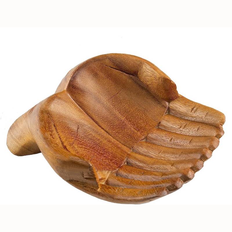Olivenorma Wooden Carved Hands Offering Bowl Crystal Holder - image 6