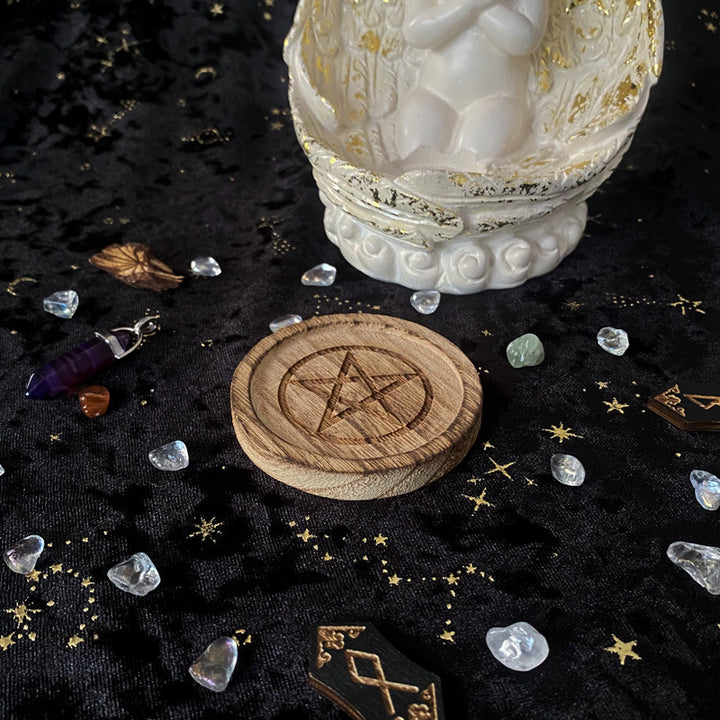 Olivenorma Pentagram Wooden Single Disc Candle Holder Decoration - image 2