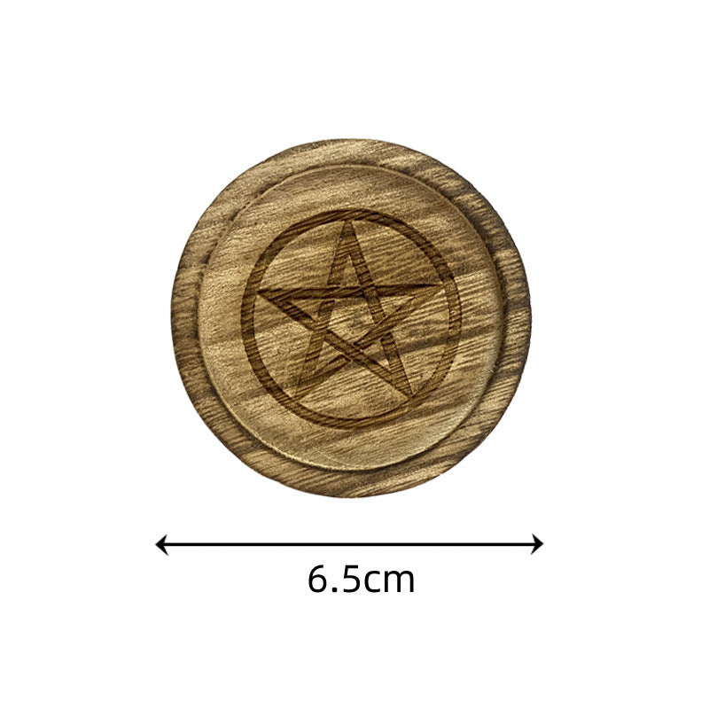 Olivenorma Pentagram Wooden Single Disc Candle Holder Decoration - Pentagram Candle Holder - image 1