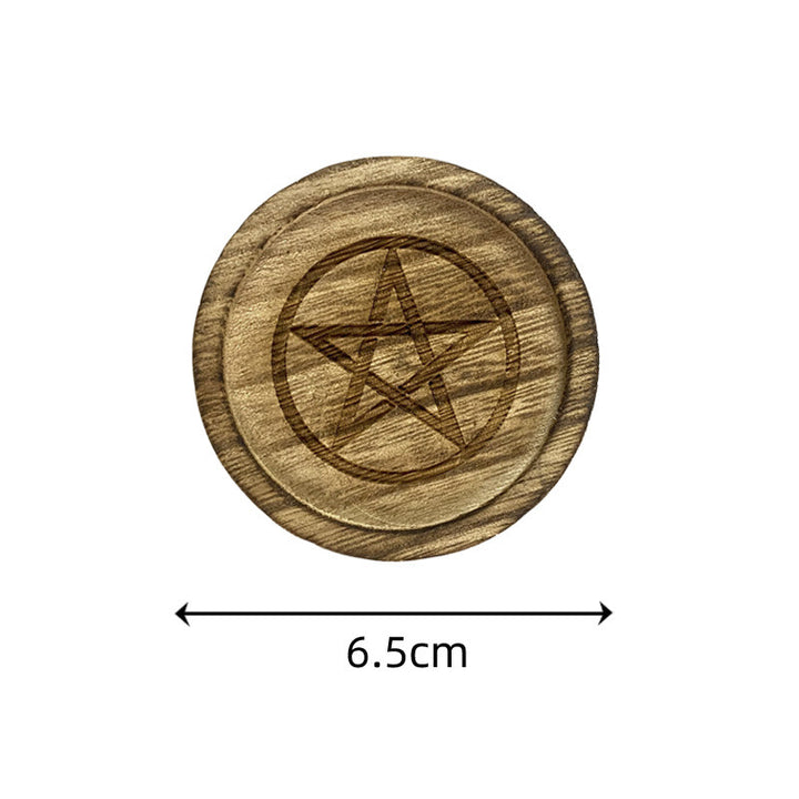 Olivenorma Pentagram Wooden Single Disc Candle Holder Decoration - Pentagram Candle Holder - image 1
