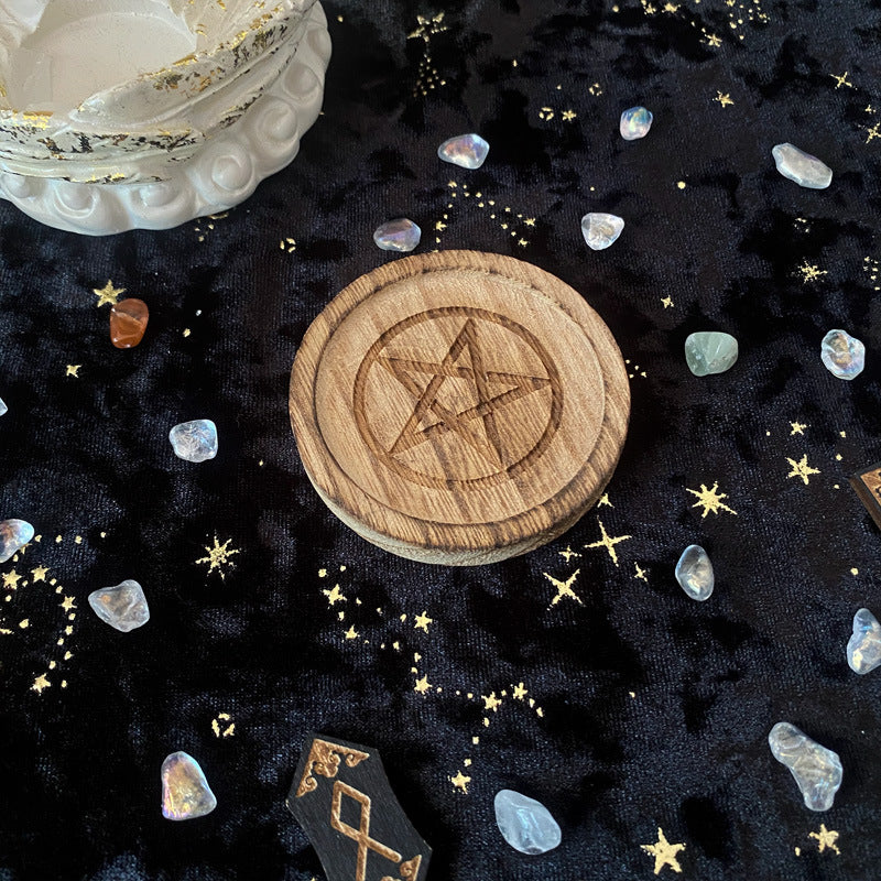 Olivenorma Pentagram Wooden Single Disc Candle Holder Decoration - image 4