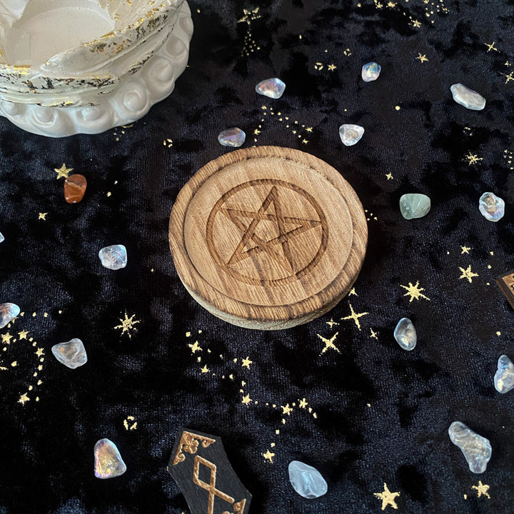 Olivenorma Pentagram Wooden Single Disc Candle Holder Decoration - image 4