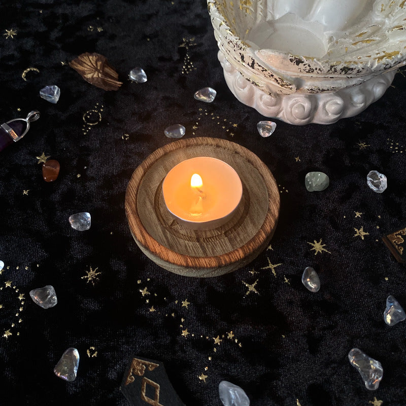 Olivenorma Pentagram Wooden Single Disc Candle Holder Decoration - image 3