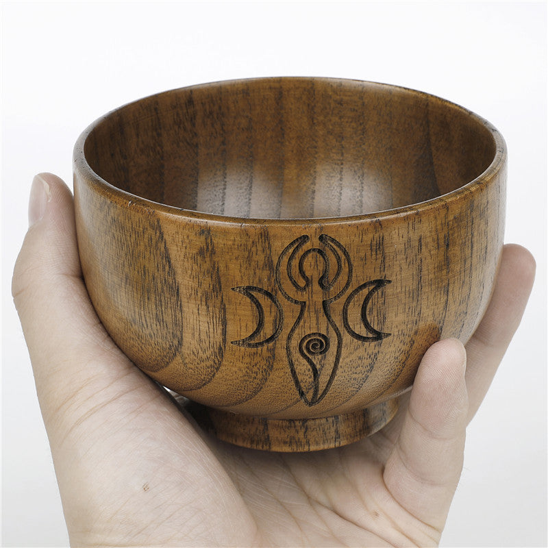 Olivenorma Engraved Pentagram Moon Phases Goddess Wooden Holy Bowl - image 3