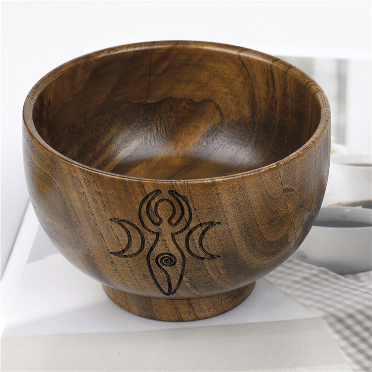 Olivenorma Engraved Pentagram Moon Phases Goddess Wooden Holy Bowl - image 2