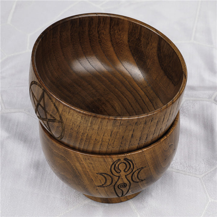 Olivenorma Engraved Pentagram Moon Phases Goddess Wooden Holy Bowl - image 12