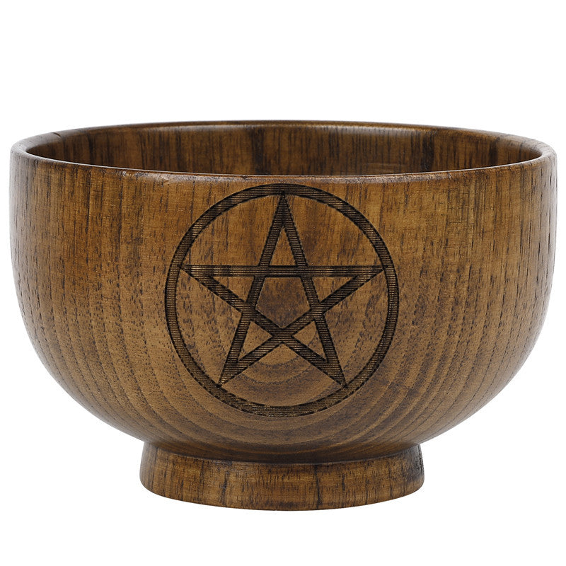Olivenorma Engraved Pentagram Moon Phases Goddess Wooden Holy Bowl - Pentagram - image 6