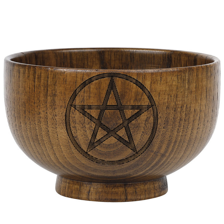 Olivenorma Engraved Pentagram Moon Phases Goddess Wooden Holy Bowl - Pentagram - image 6