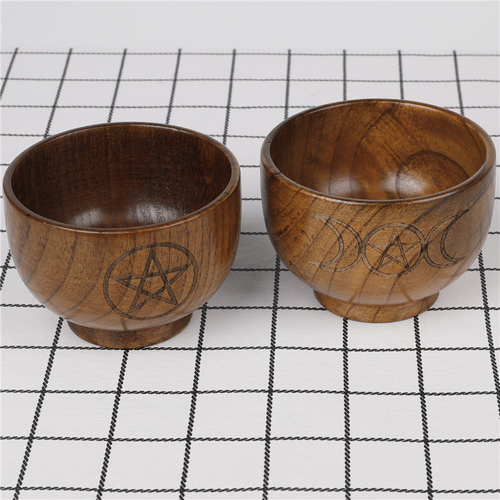 Olivenorma Engraved Pentagram Moon Phases Goddess Wooden Holy Bowl - image 14
