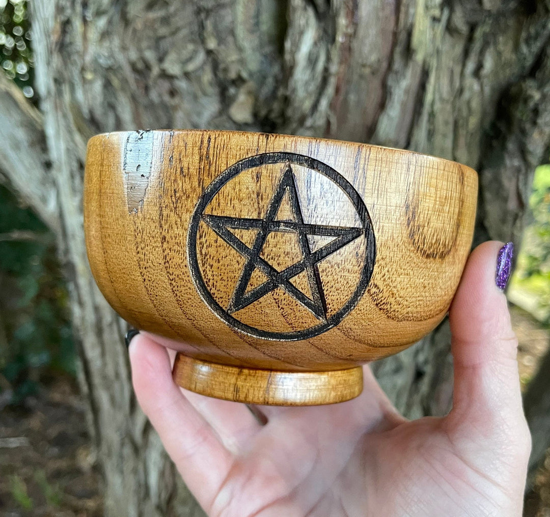 Olivenorma Engraved Pentagram Moon Phases Goddess Wooden Holy Bowl - image 17