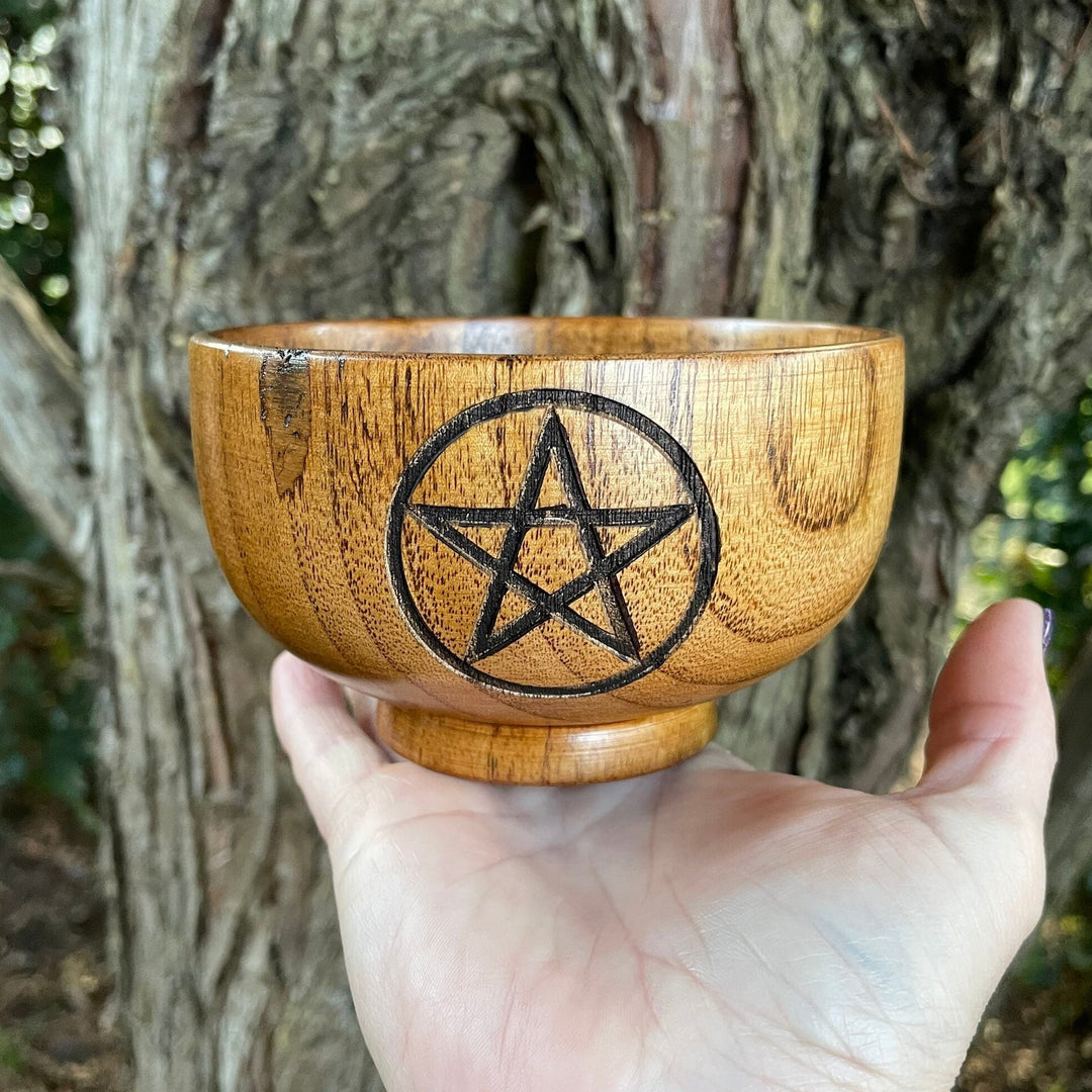 Olivenorma Engraved Pentagram Moon Phases Goddess Wooden Holy Bowl - image 18