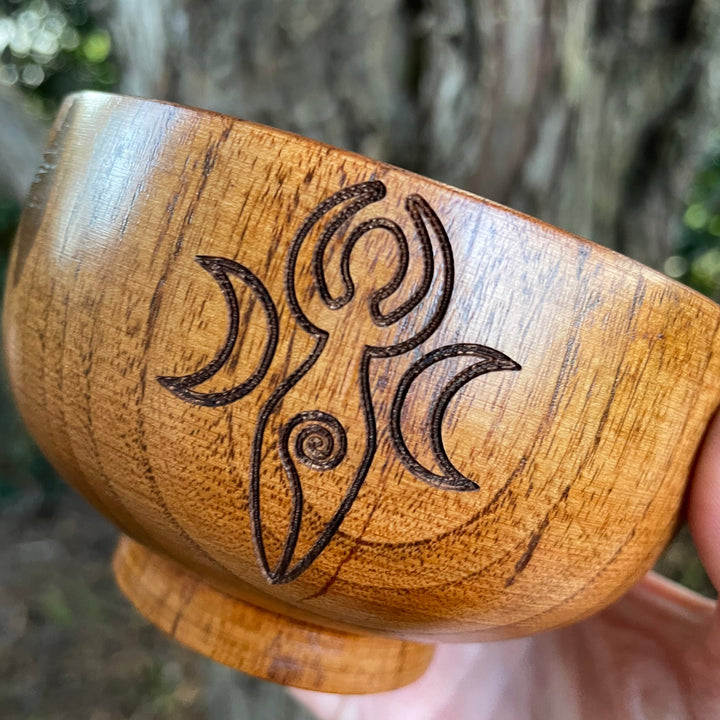Olivenorma Engraved Pentagram Moon Phases Goddess Wooden Holy Bowl - image 19