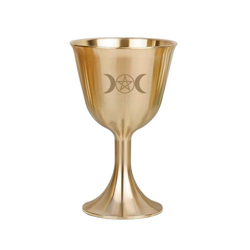 Olivenorma Triphase Moon Pentacle Meditation Divination Brass Chalice - Traditional Three Phases - 5.6cm - image 1