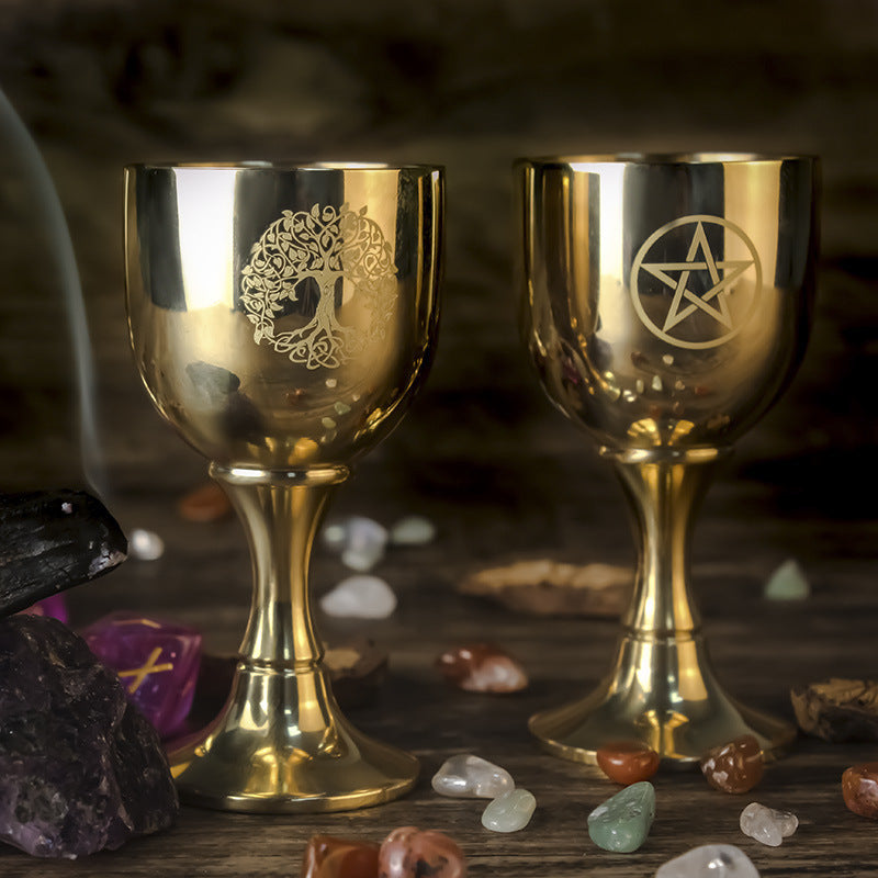 Olivenorma Triphase Moon Pentacle Meditation Divination Brass Chalice - image 12