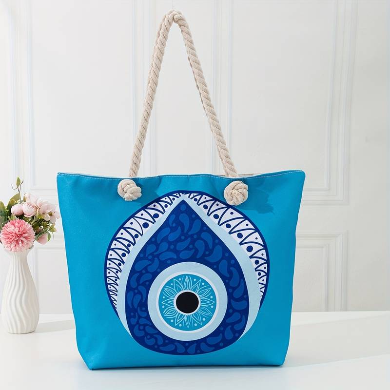 Olivenorma Blue Evil Eye Women Beach Tote Bag - Evil Eye#2 - image 5