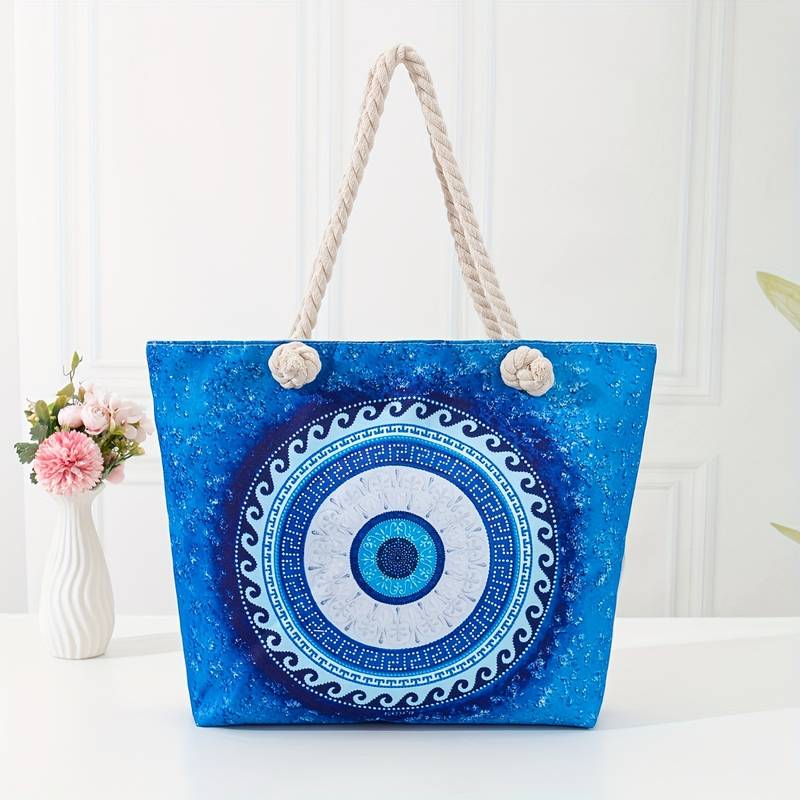 Olivenorma Blue Evil Eye Women Beach Tote Bag - Evil Eye#4 - image 12