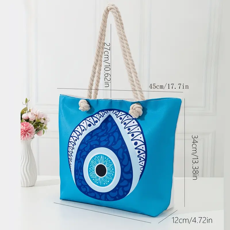 Olivenorma Blue Evil Eye Women Beach Tote Bag - image 6