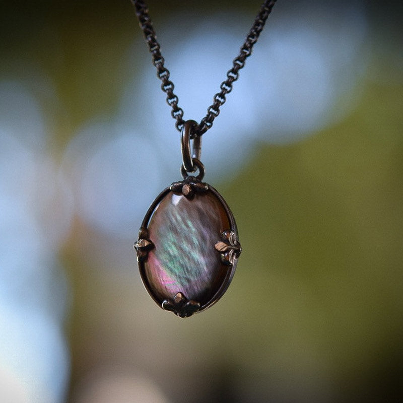 Olivenorma Vintage Oval Cat's Eye Stone Mirror Necklace - Cat's Eye Stone - image 0