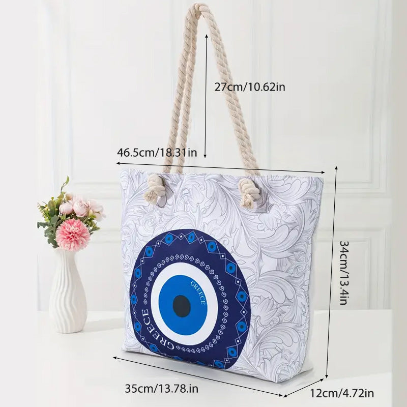 Olivenorma Blue Evil Eye Women Beach Tote Bag - image 1