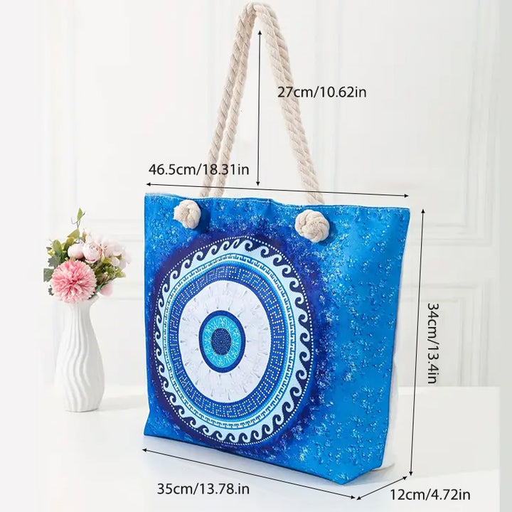 Olivenorma Blue Evil Eye Women Beach Tote Bag - image 13