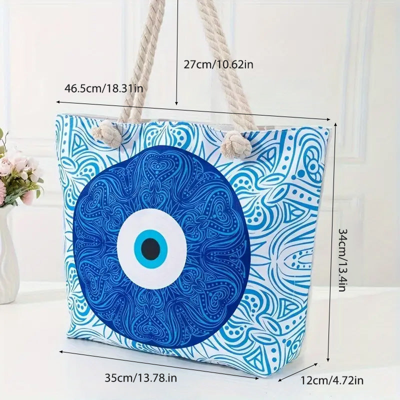 Olivenorma Blue Evil Eye Women Beach Tote Bag - image 32