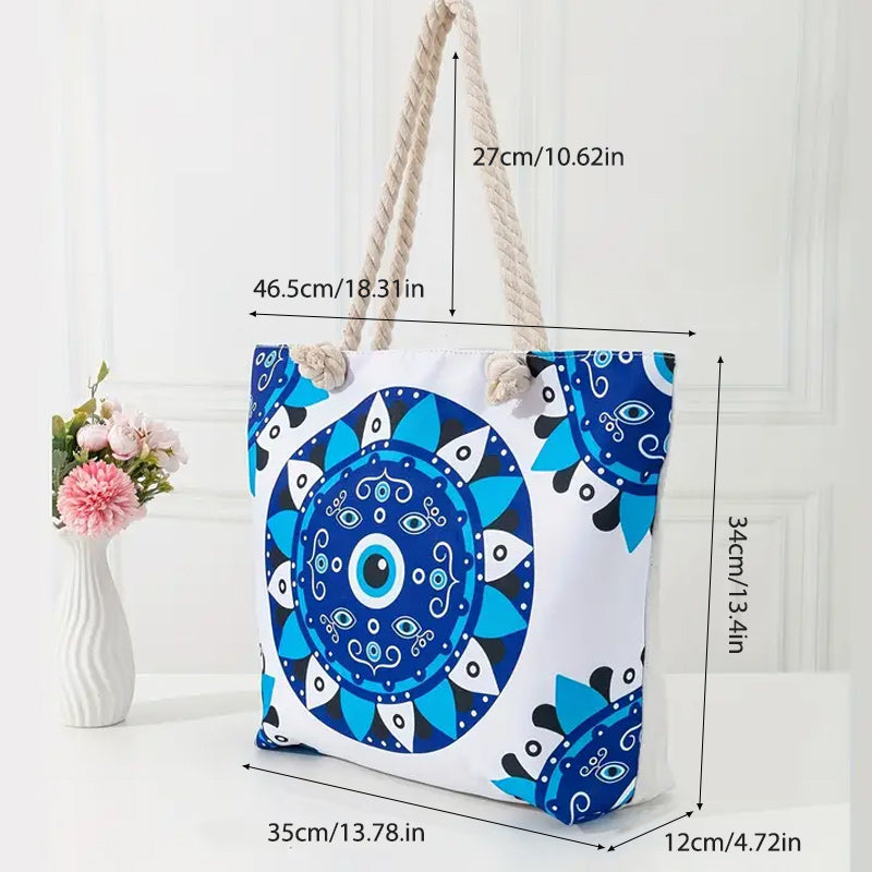 Olivenorma Blue Evil Eye Women Beach Tote Bag - image 18