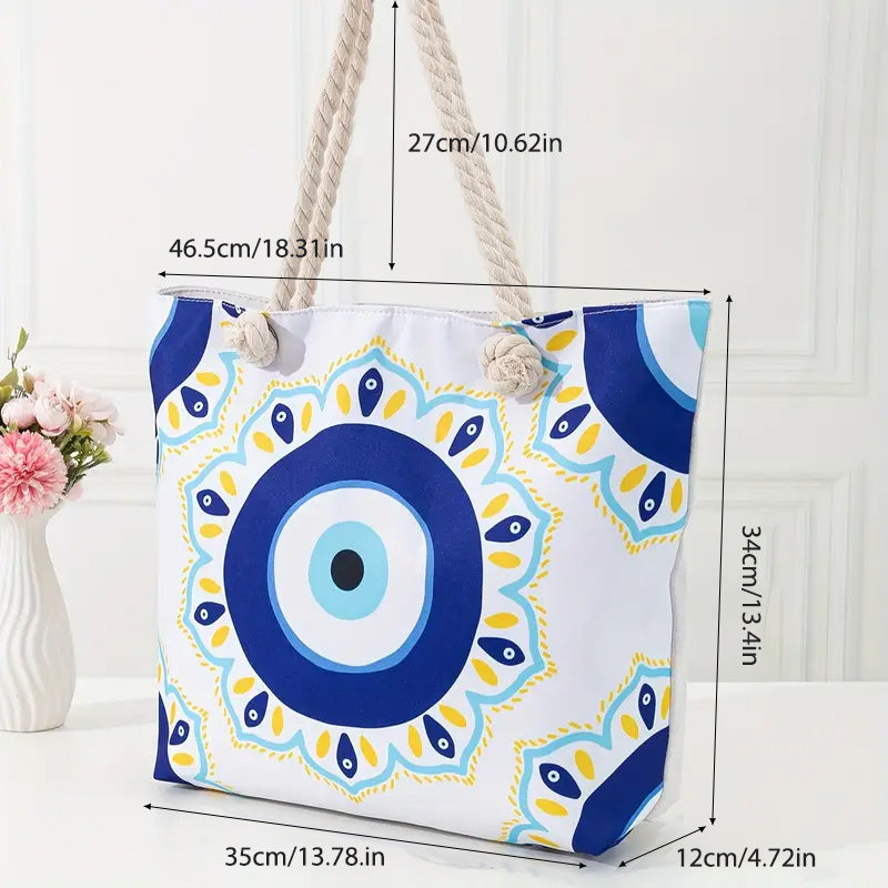 Olivenorma Blue Evil Eye Women Beach Tote Bag - image 27