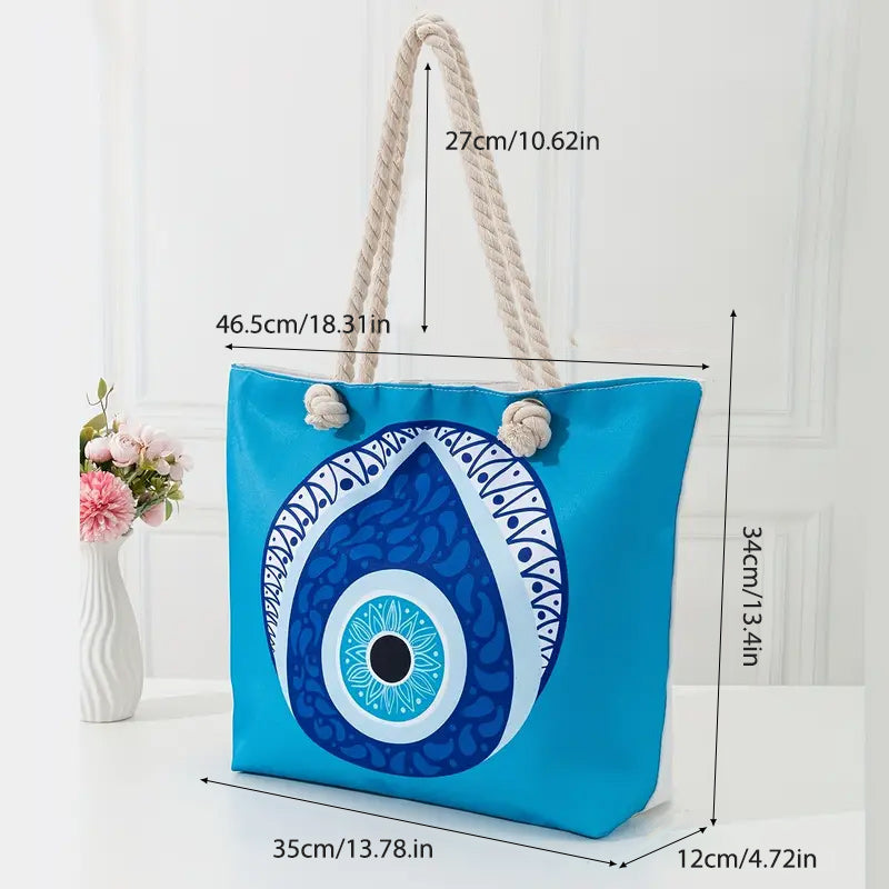 Olivenorma Blue Evil Eye Women Beach Tote Bag - image 7