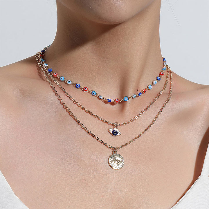 Olivenorma Three Layer Colorful Devil's Eye Necklace - image 0