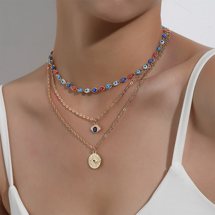 Olivenorma Three Layer Colorful Devil's Eye Necklace - image 4