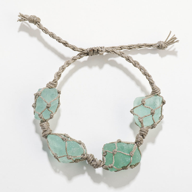 Olivenorma Natural Raw Paraffin Rope Hand-Woven Mesh Bag Bracelet - image 12