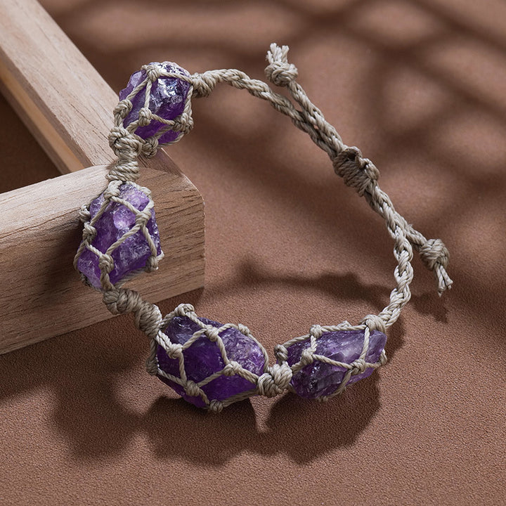 Olivenorma Natural Raw Paraffin Rope Hand-Woven Mesh Bag Bracelet - image 2