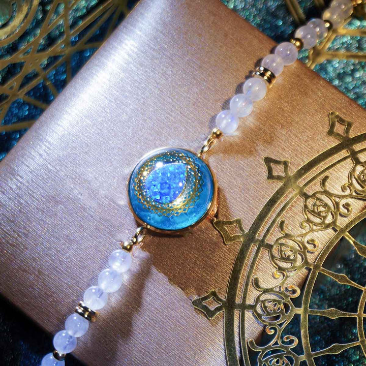 Olivenorma Blue Drop Opal Pendant Moonstone Labradorite Beaded Bracelet - image 2