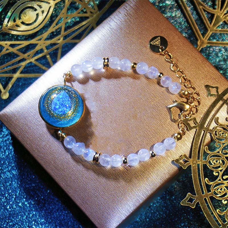 Olivenorma Blue Drop Opal Pendant Moonstone Labradorite Beaded Bracelet - Moonstone&Opal - image 0