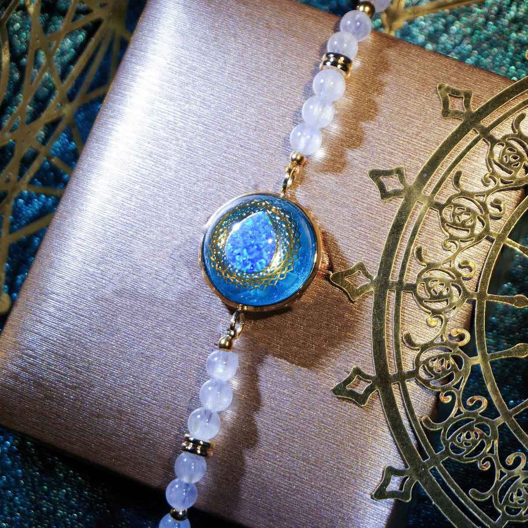 Olivenorma Blue Drop Opal Pendant Moonstone Labradorite Beaded Bracelet - image 3
