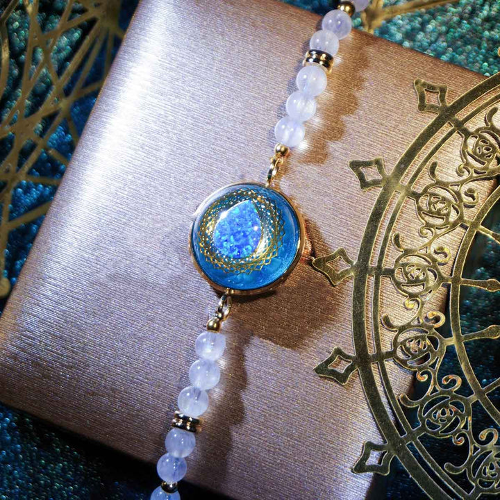 Olivenorma Blue Drop Opal Pendant Moonstone Labradorite Beaded Bracelet - image 3