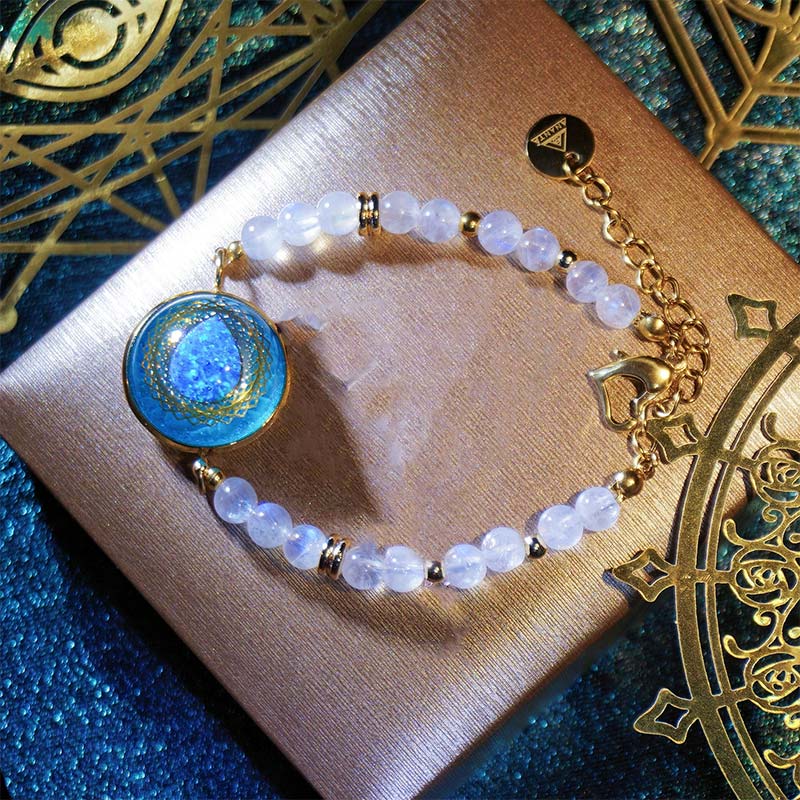 Olivenorma Blue Drop Opal Pendant Moonstone Labradorite Beaded Bracelet - image 1