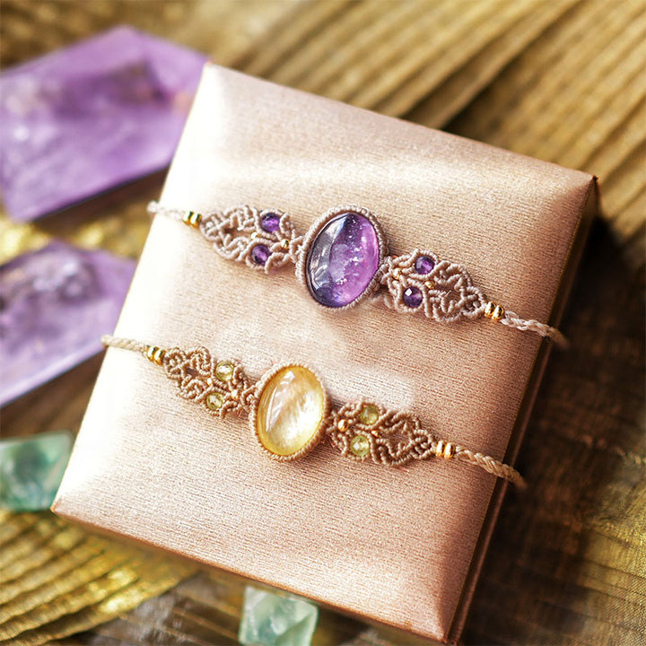 Olivenorma Natural Charoite Lepidolite Aquamarine Handwoven Bracelet - image 15