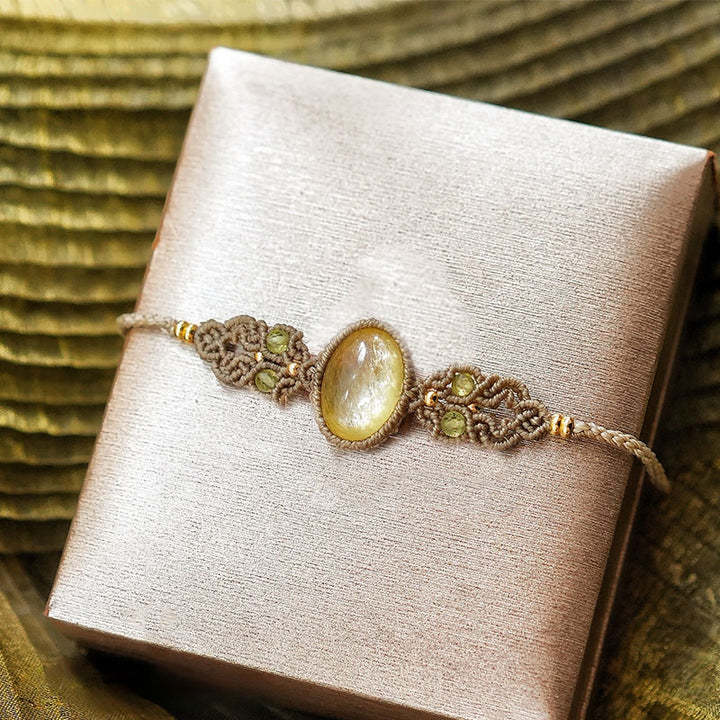 Olivenorma Natural Charoite Lepidolite Aquamarine Handwoven Bracelet - Golden Lepidolite - image 9