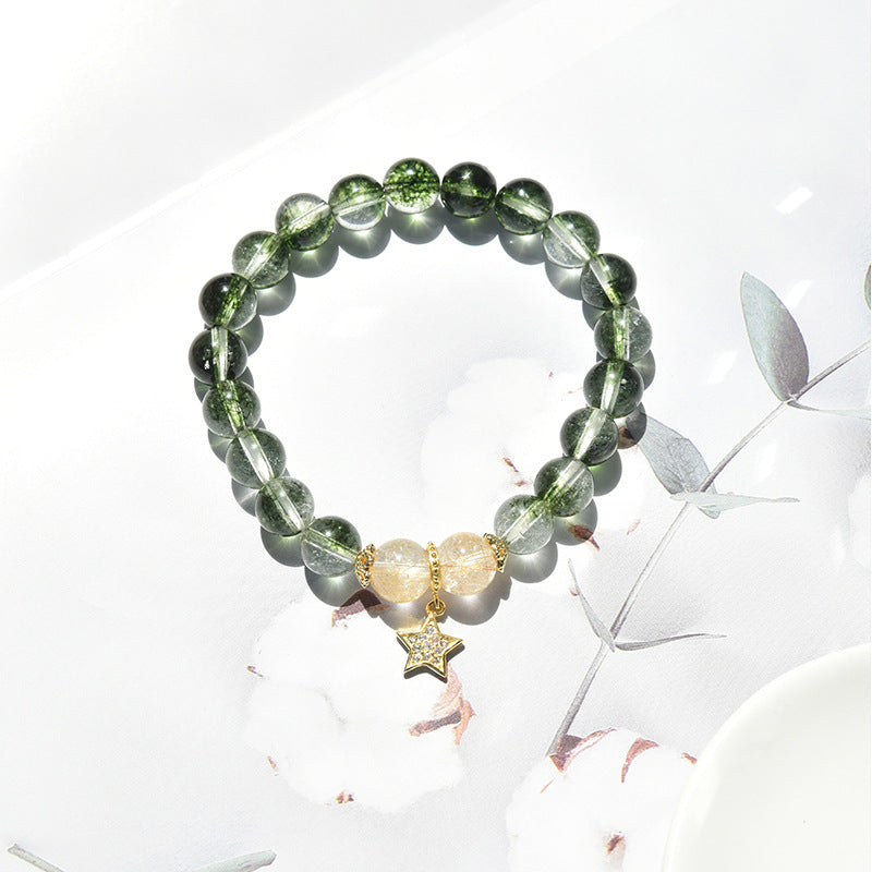 Olivenorma Green Phantom Gold Rutilated Quartz Star Pendant Bracelet - Green Phantom Quartz&Gold Rutilated Quartz - image 0