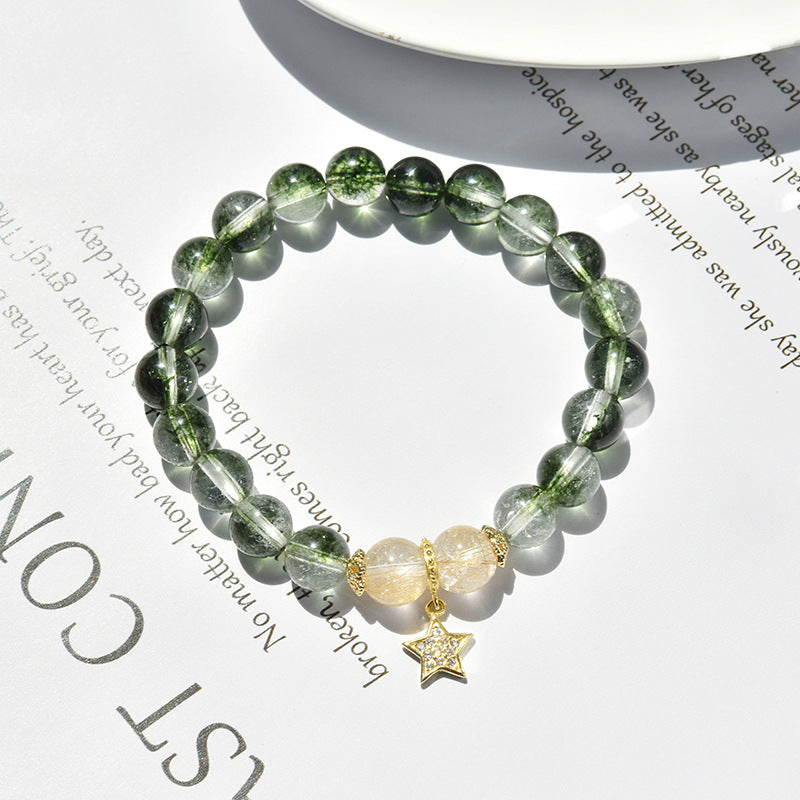 Olivenorma Green Phantom Gold Rutilated Quartz Star Pendant Bracelet - image 3