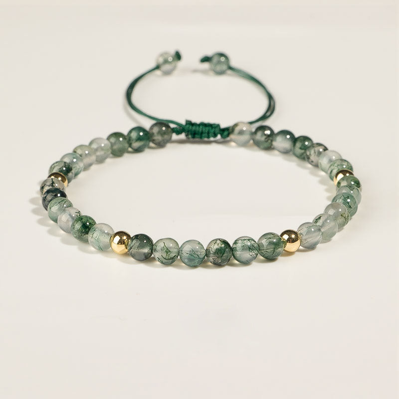 Olivenorma Moss Agate 4mm Beaded Adjustable Bracelet - image 1