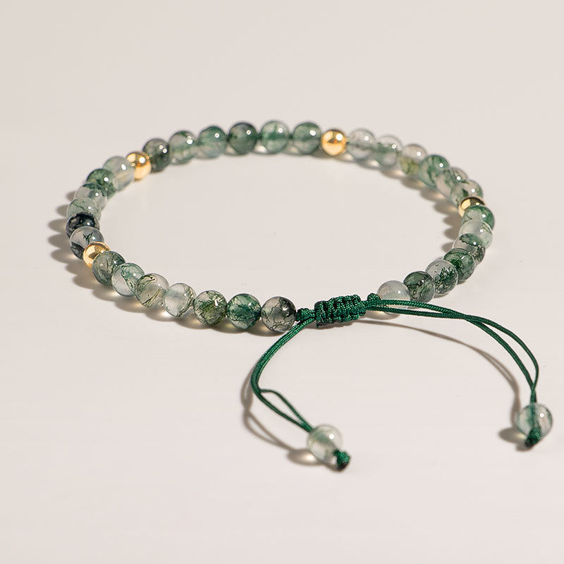 Olivenorma Moss Agate 4mm Beaded Adjustable Bracelet - image 2